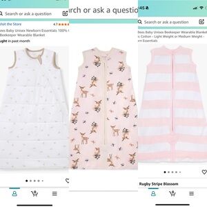 Set of 3 Burt's Bees Baby Sleep Sack - White, Pink, and Cream